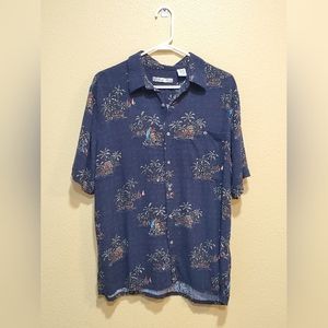 Batik Bay Hawaiian Shirt L Short Sleeve Tropical Island Cocktails Sail Boats